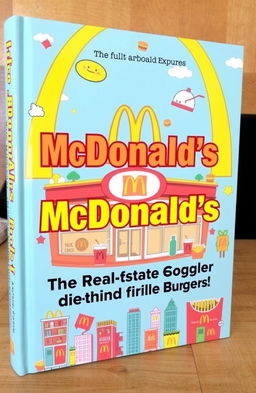 A vibrant and eye-catching book cover for 'McDonald's: The Real Estate Giant Behind the Burgers!' featuring classic McDonald's design elements