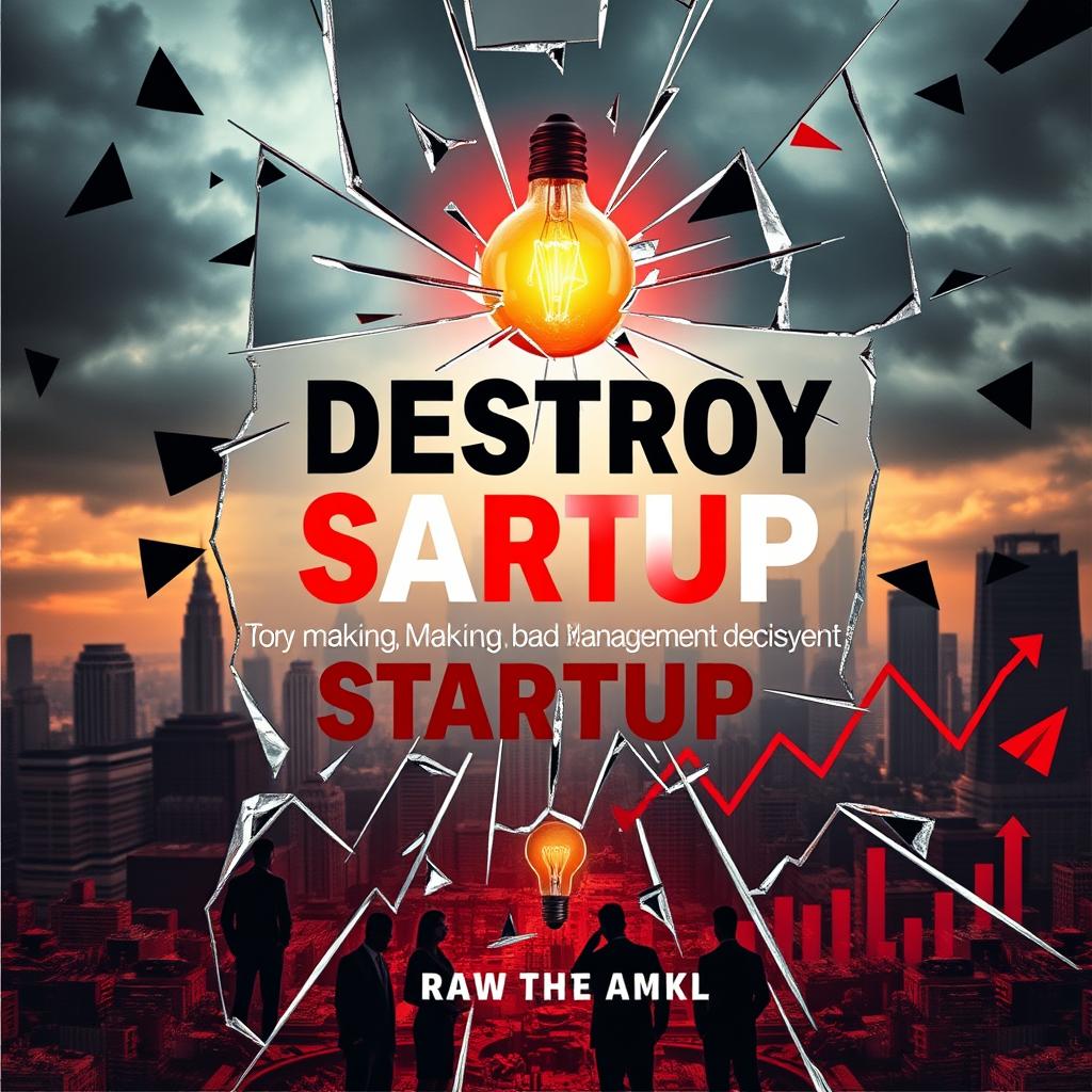 A striking book cover design for "How to Destroy a Promising Startup by Making Bad Management Decisions