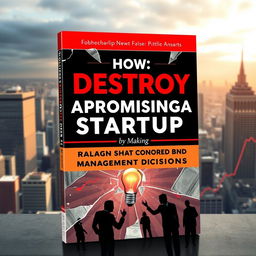 A striking book cover design for "How to Destroy a Promising Startup by Making Bad Management Decisions