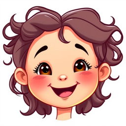 An illustration of a smiling girl's face, featuring playful and cheerful expressions