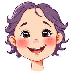 An illustration of a smiling girl's face, featuring playful and cheerful expressions