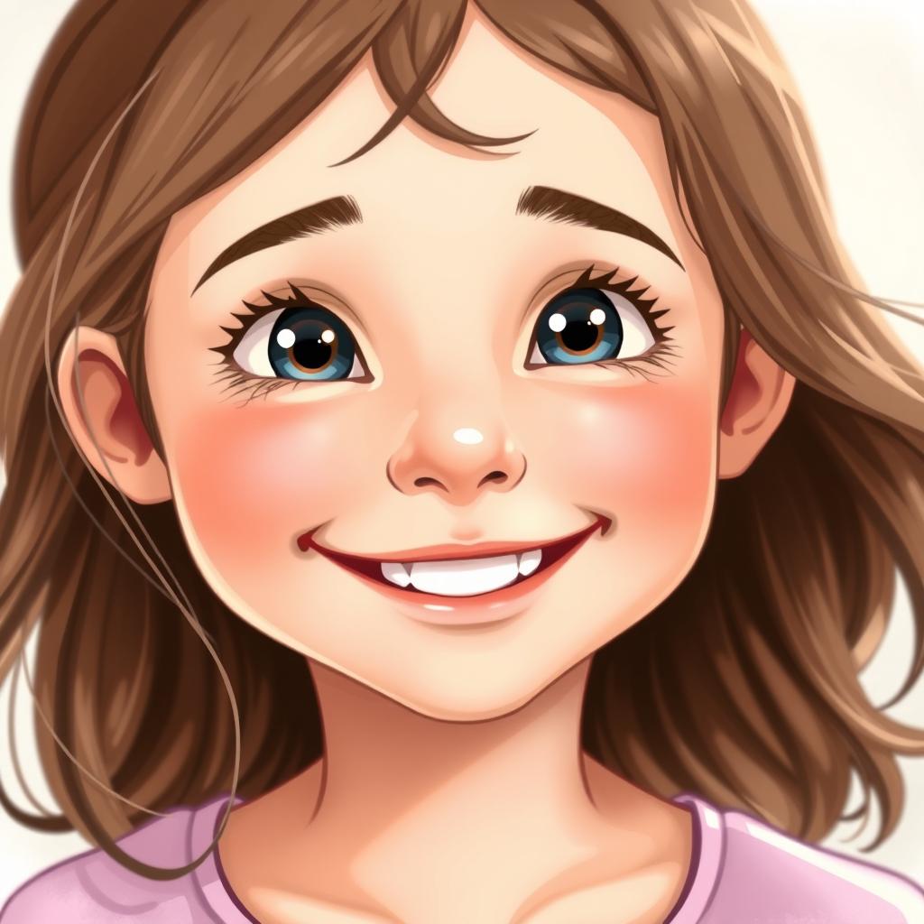 An illustration of a realistic smiling girl's face, beautifully capturing the essence of youth and joy