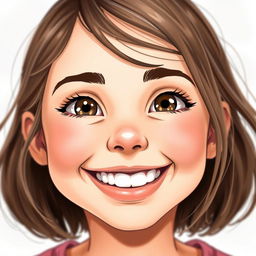 An illustration of a realistic smiling girl's face, beautifully capturing the essence of youth and joy