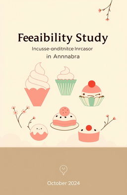 A professional cover design for a business feasibility study titled 'Feasibility Study: Japanese and Korean Dessert Shop in Annaba'