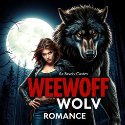 A striking book cover design featuring a fierce female character alongside a majestic werewolf beneath a bright full moon