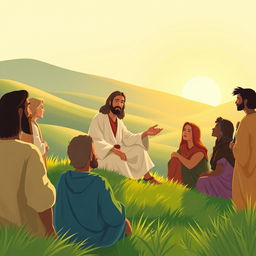 A serene and inspiring scene depicting the theme of discipleship as a strategy used by Jesus