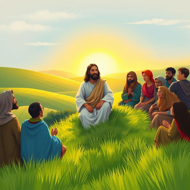 A serene and inspiring scene depicting the theme of discipleship as a strategy used by Jesus