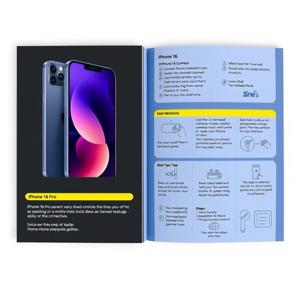 A visually appealing and informative user manual for the iPhone 16 Pro designed by David Benson