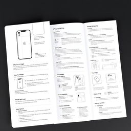 An instructional and visually engaging user manual for the iPhone 16 Pro designed by David Benson, featuring detailed illustrations and diagrams