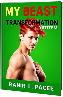 A green book cover featuring a young man with fiery red hair styled in a trendy way, showing the left side of his body with a sly and confident smile