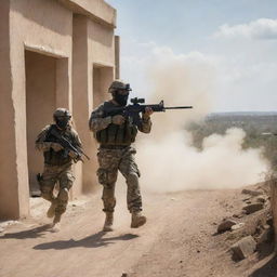 Armed special forces launching an assault on a cartel stronghold