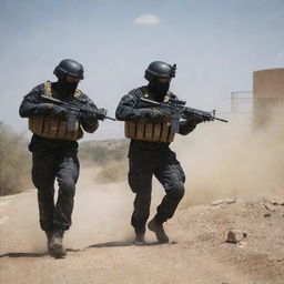 Armed special forces launching an assault on a cartel stronghold