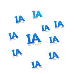 A collection of small blue IA University logos, strategically placed in the corners of the image