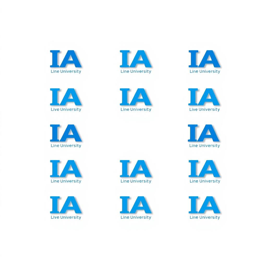 A collection of small blue IA University logos, strategically placed in the corners of the image