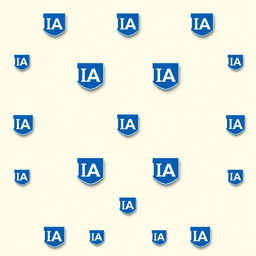 A collection of very small blue IA University logos, precisely positioned in the corners of the image