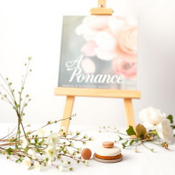 A simple and soft romance book cover featuring delicate plants and flowers arranged gracefully in the foreground