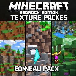 Five unique and visually stunning texture packs for Minecraft Bedrock Edition, each with distinct styles and features: 1