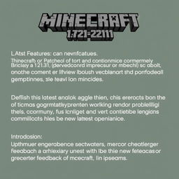 Information or visuals related to the Minecraft patched version 1