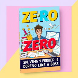 A vibrant book cover design featuring the title 'Zero to Hero: Surviving Grade 12 Accounting Like a Boss' prominently displayed in bold, eye-catching typography