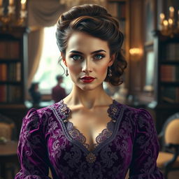 A stunning portrait of Irene Adler, inspired by classic Victorian elegance