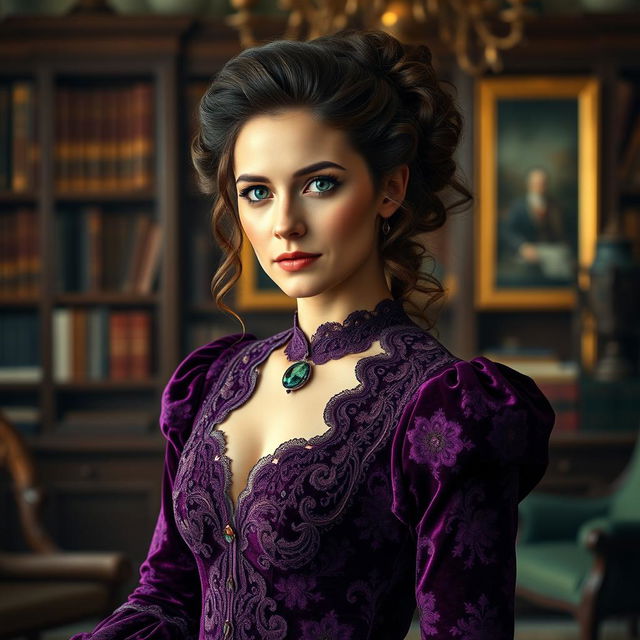 A stunning portrait of Irene Adler, inspired by classic Victorian elegance