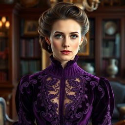 A stunning portrait of Irene Adler, inspired by classic Victorian elegance