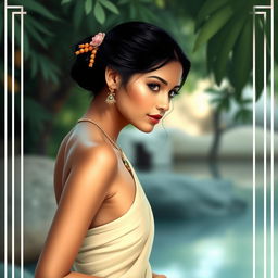 An artistic representation of an Indian female figure, celebrating natural beauty and elegance