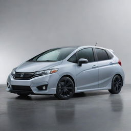 A customized, high-performance Honda Fit with glossy paintwork, detailed aerodynamic enhancements and a polished, sporty interior.