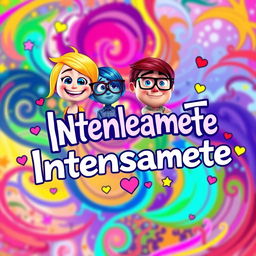 A vibrant and colorful poster inspired by the movie 'Inside Out', featuring anthropomorphic representations of emotions: Joy with bright yellow hair and a radiant smile, Sadness with blue skin and glasses, Anger with fiery red features and crossed arms, and Fear with purple hues and a cautious expression