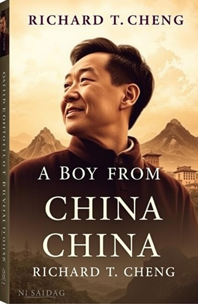 A book cover design for an autobiography titled 'A Boy from China' by Richard T