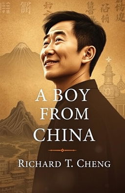 A book cover design for an autobiography titled 'A Boy from China' by Richard T