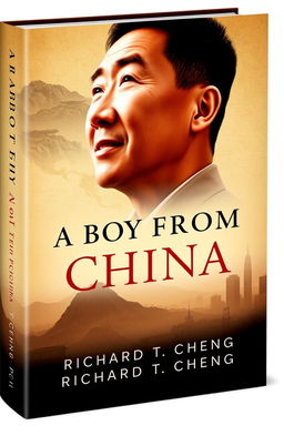 A book cover design for an autobiography titled 'A Boy from China' by Richard T