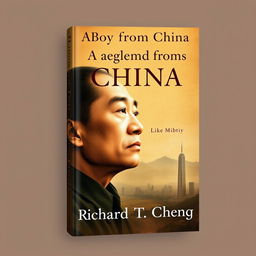 A book cover design for an autobiography titled 'A Boy from China' by Richard T