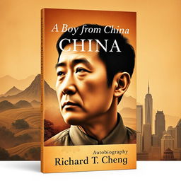 A book cover design for an autobiography titled 'A Boy from China' by Richard T