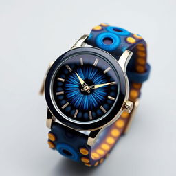 A unique and captivating watch featuring a blue ringed octopus theme