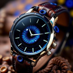 A unique and captivating watch featuring a blue ringed octopus theme