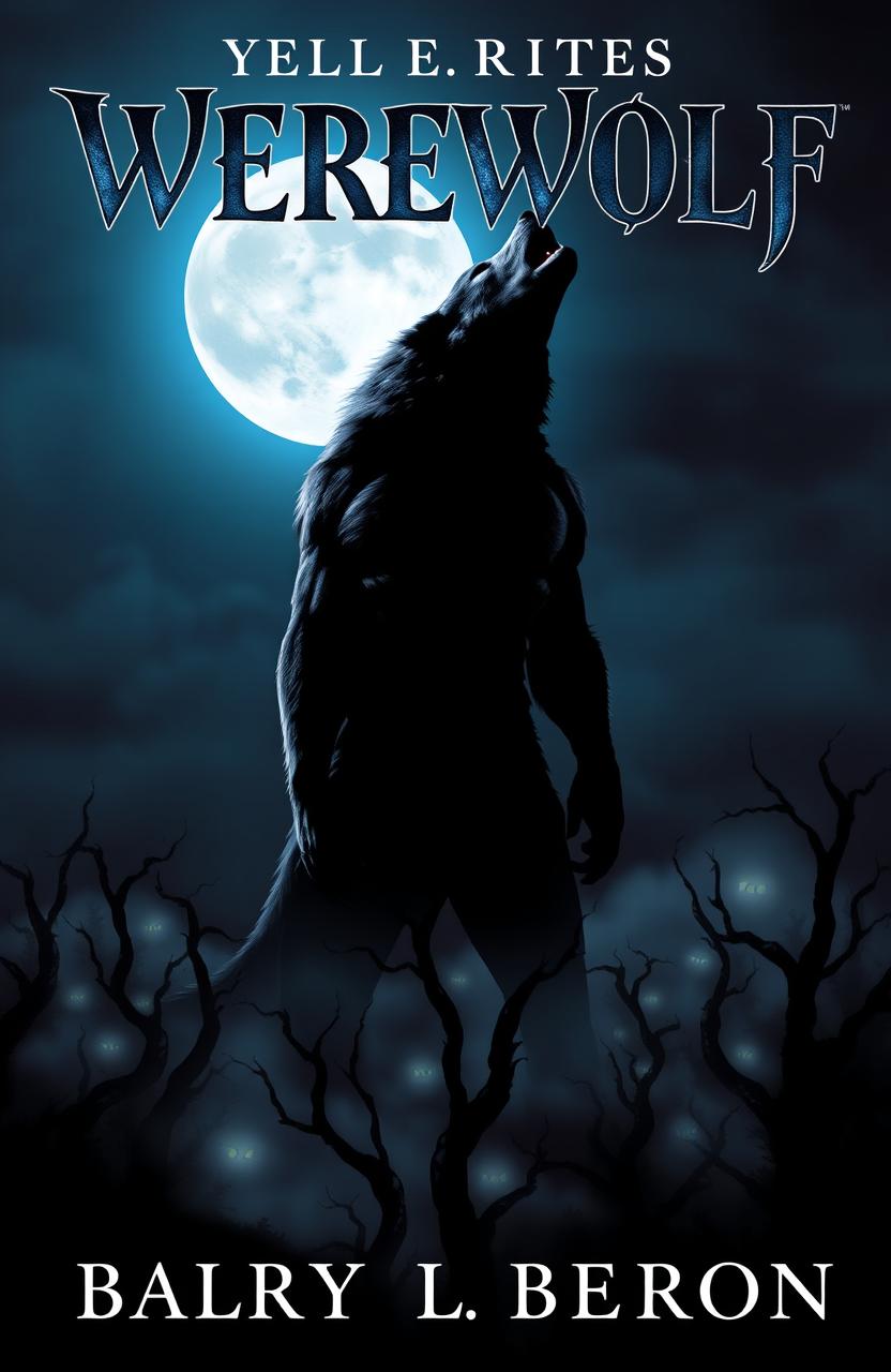 A captivating book cover design featuring a tall, menacing werewolf silhouetted against a full moon