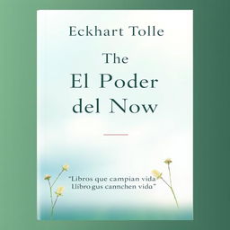 A book cover design for 'The Power of Now' by Eckhart Tolle, featuring a serene and minimalist aesthetic