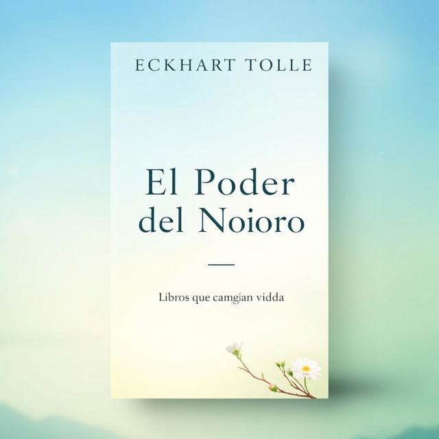 A book cover design for 'The Power of Now' by Eckhart Tolle, featuring a serene and minimalist aesthetic