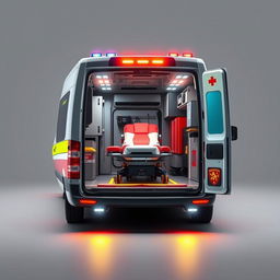 An advanced ambulance vehicle designed as a high-performance van, equipped to provide emergency assistance