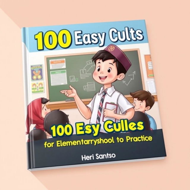 A captivating book cover illustration for '100 Easy Cults for Elementary School Children to Practice' by Heri Santoso