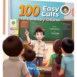 A captivating book cover illustration for '100 Easy Cults for Elementary School Children to Practice' by Heri Santoso