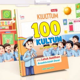 A visually appealing book cover for '100 KULTUM Mudah untuk Latihan Anak Sekolah Dasar' by Heri Santoso