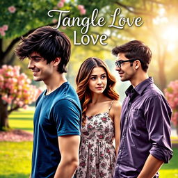 A captivating cover for a romance novel titled 'Tangled Love'