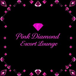 The design features a sleek black background that creates a striking contrast with a luxurious diamond-patterned border in vibrant pink