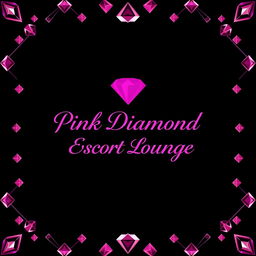 The design features a sleek black background that creates a striking contrast with a luxurious diamond-patterned border in vibrant pink