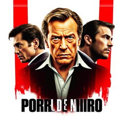 A striking movie poster featuring Robert De Niro as the main actor, positioned prominently in the center with a serious expression, embodying a powerful presence