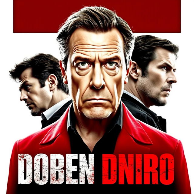 A striking movie poster featuring Robert De Niro as the main actor, positioned prominently in the center with a serious expression, embodying a powerful presence