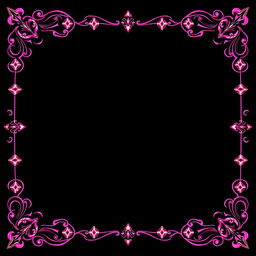 A visually striking design set against a rich black background that emphasizes a luxurious pink border adorned with diamond patterns