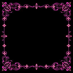 A visually striking design set against a rich black background that emphasizes a luxurious pink border adorned with diamond patterns